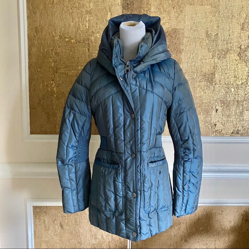 Miss Sixty metallic teal down parka hooded coat S